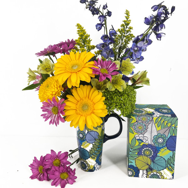 Tropical Floral Latte Mug with Flowers