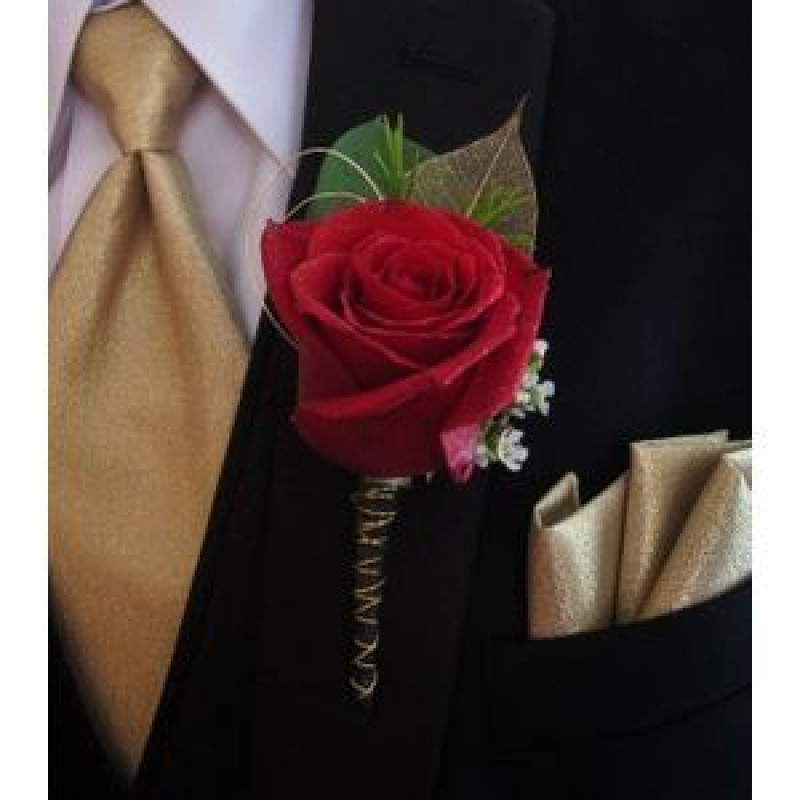 Custom Single Rose Pin On Boutonniere - Same Day Delivery