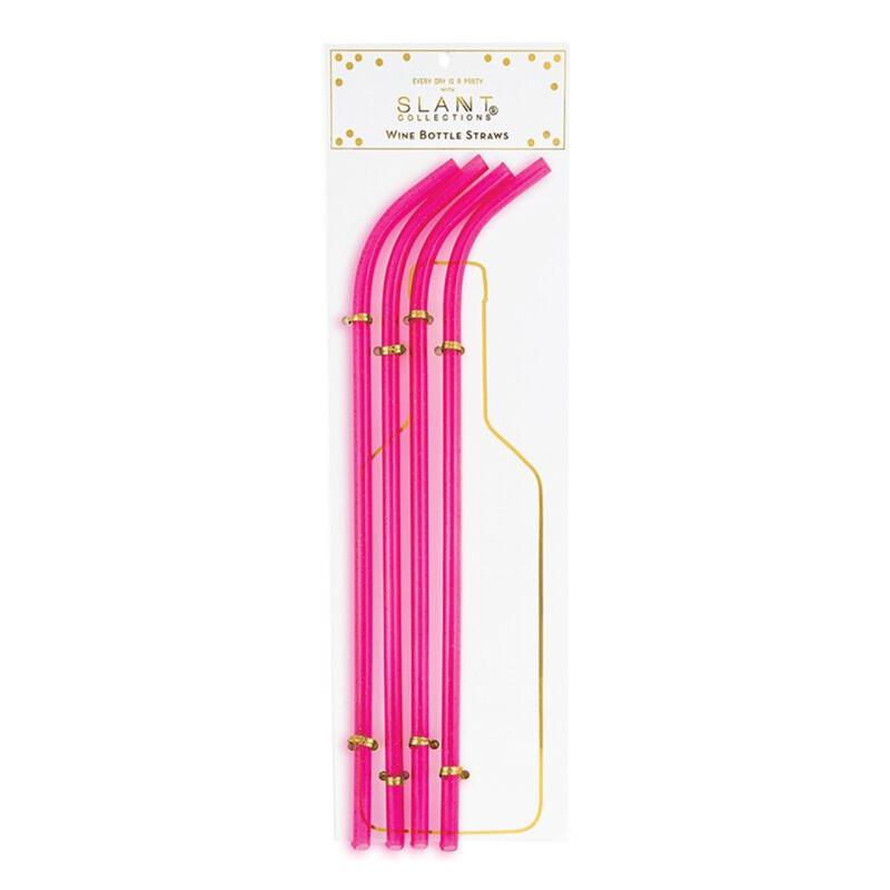Wine Bottle Straws - Bright Pink - Same Day Delivery