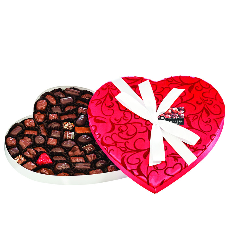 Abdallah Fancy Fabric Heart - Assorted Chocolates 24oz - Same Day Delivery