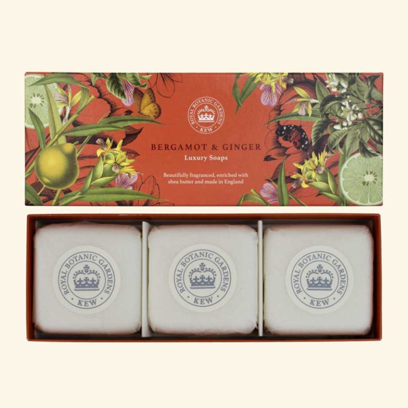 Kew Gardens Bergamot and Ginger Triple Soap Gift Box - Same Day Delivery