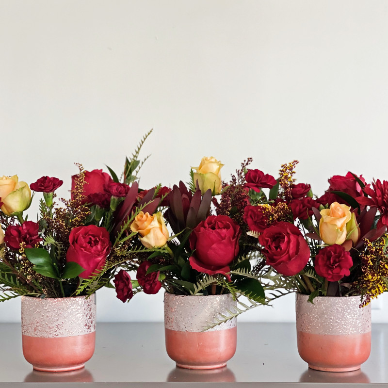 Trio of Rich Hued Centerpieces - Same Day Delivery