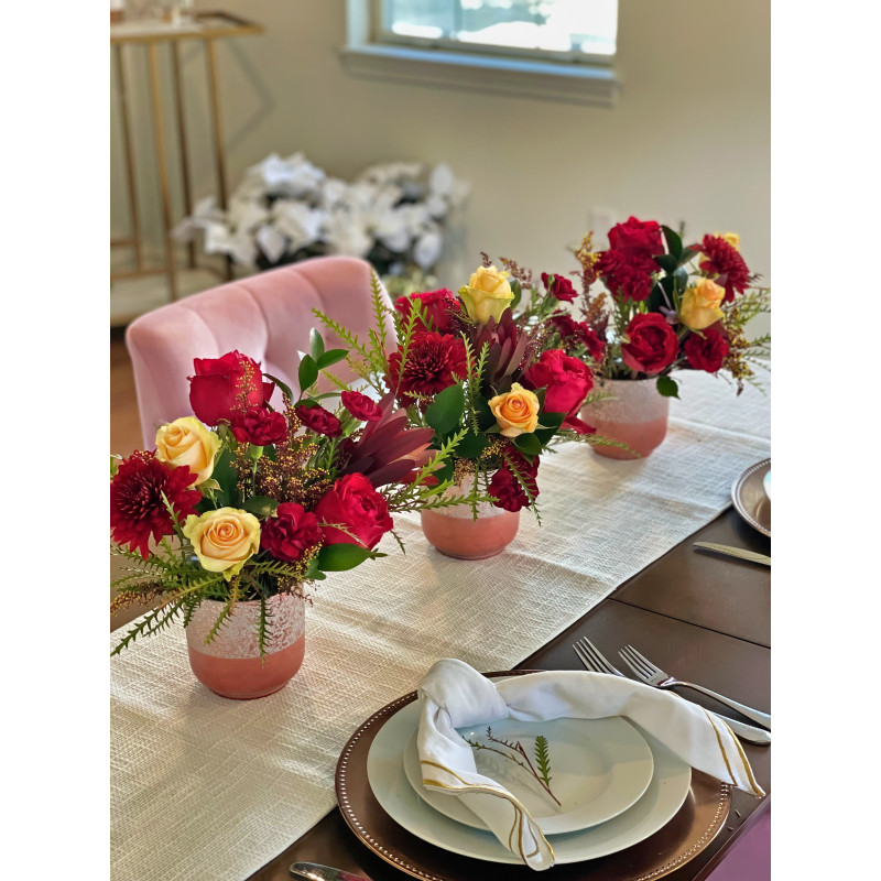 Trio of Rich Hued Centerpieces - Same Day Delivery