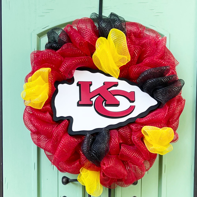 Kansas City Chiefs Door Wreath - Same Day Delivery
