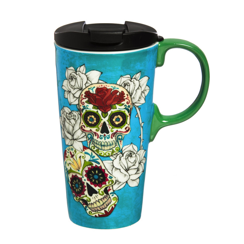 Sugar Skull Travel Latte Mug - Same Day Delivery