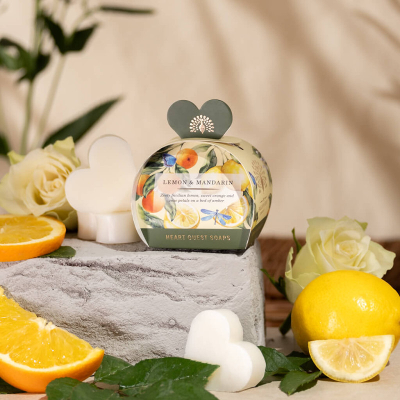 English Soap Co Heart Shaped Guest Soap Lemon & Mandarin - Same Day Delivery