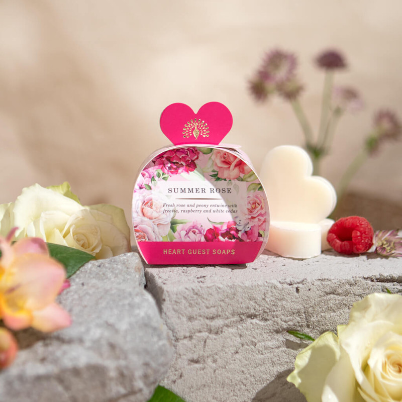 English Soap Co Heart Shaped Guest Soap Summer Rose - Same Day Delivery