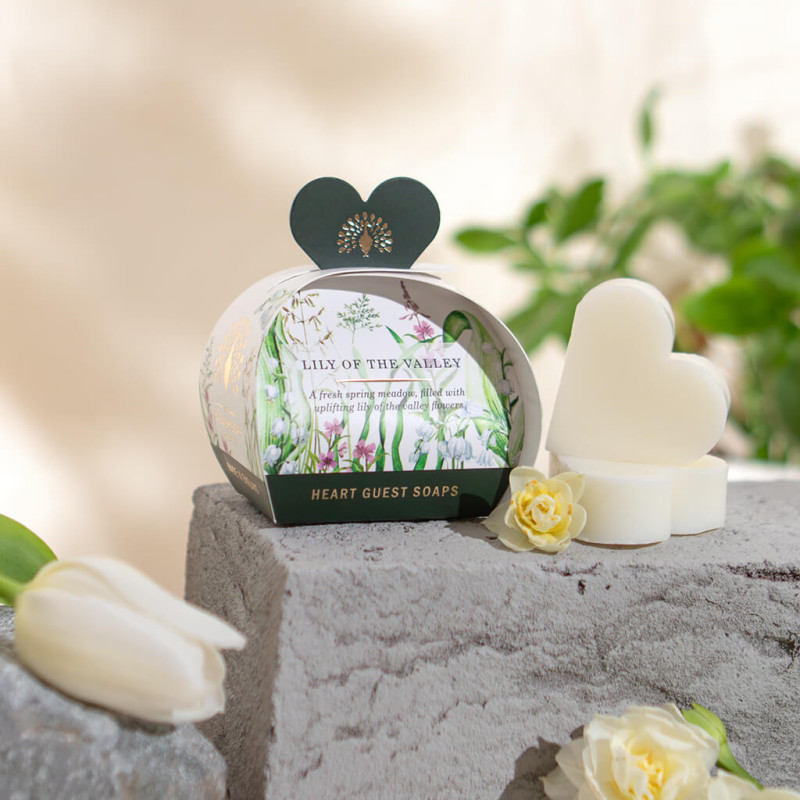 English Soap Co Heart shaped Guest Soap Lily of the Valley - Same Day Delivery