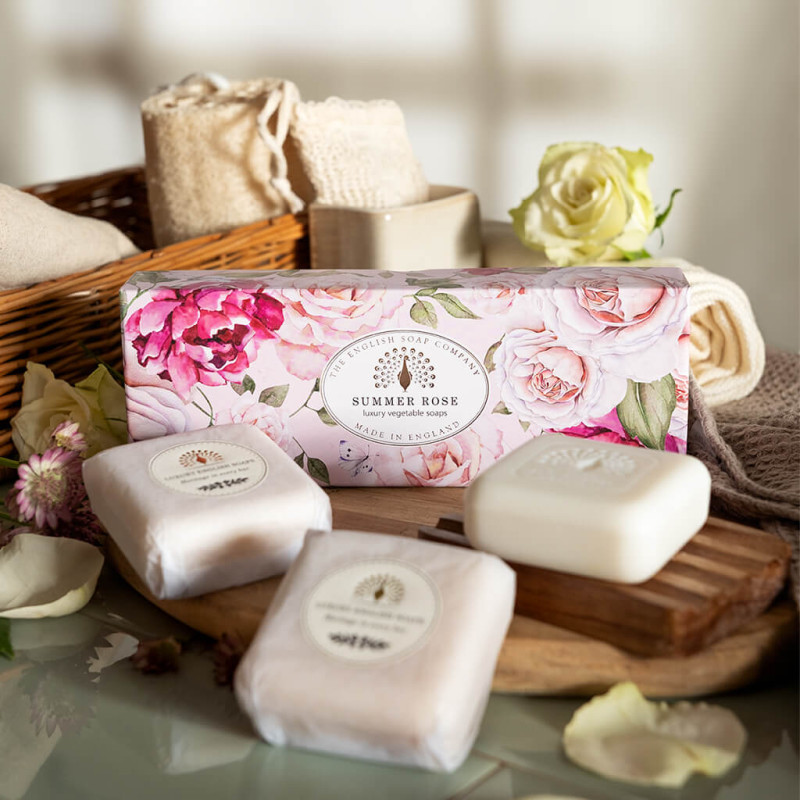 English Soap Co Triple Soap Gift Box Summer Rose - Same Day Delivery