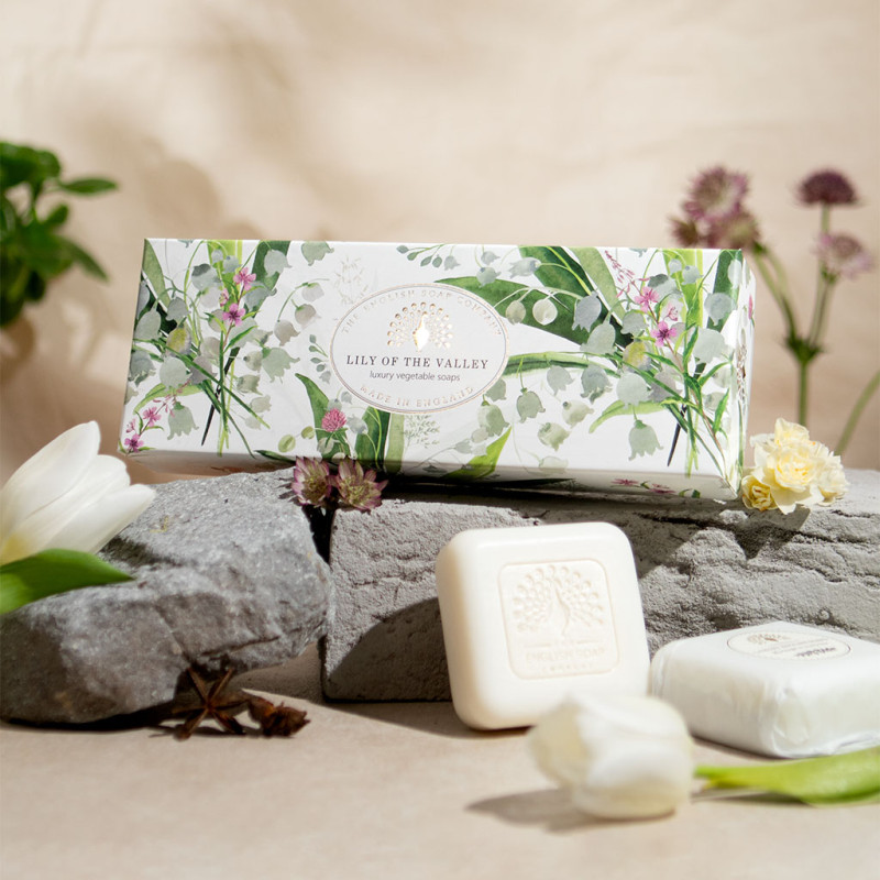 English Soap Co Triple Soap Gift Box Lily of the Valley - Same Day Delivery