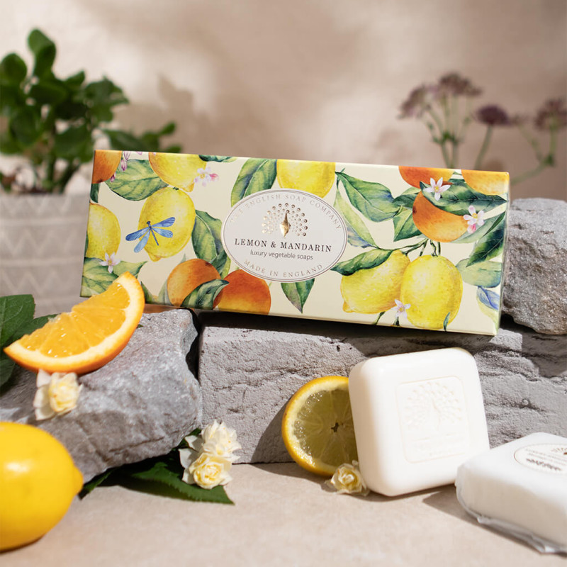 English Soap Co Triple Soap Gift Box Lemon & Mandarin - Same Day Delivery