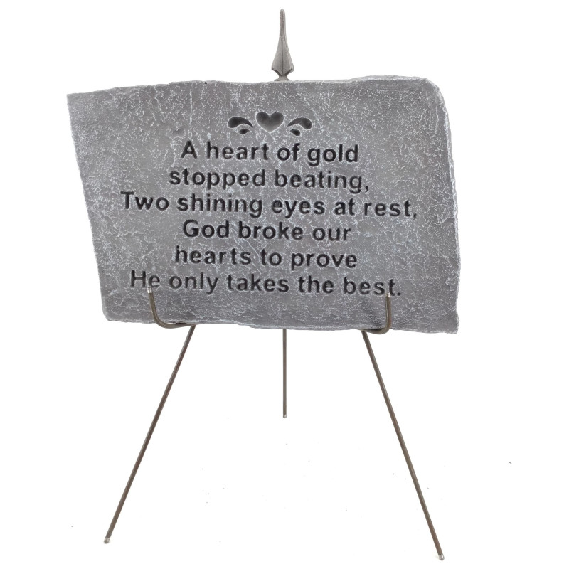 Memorial Garden Stone - Heart of Gold - Same Day Delivery