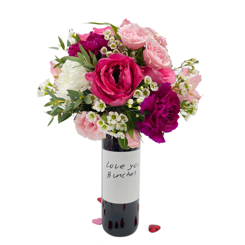 I Love You Bunches Red Wine & Flower Halo - Same Day Delivery