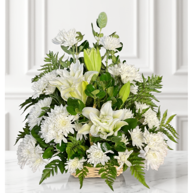Peaceful White Lilies Basket - Same Day Delivery