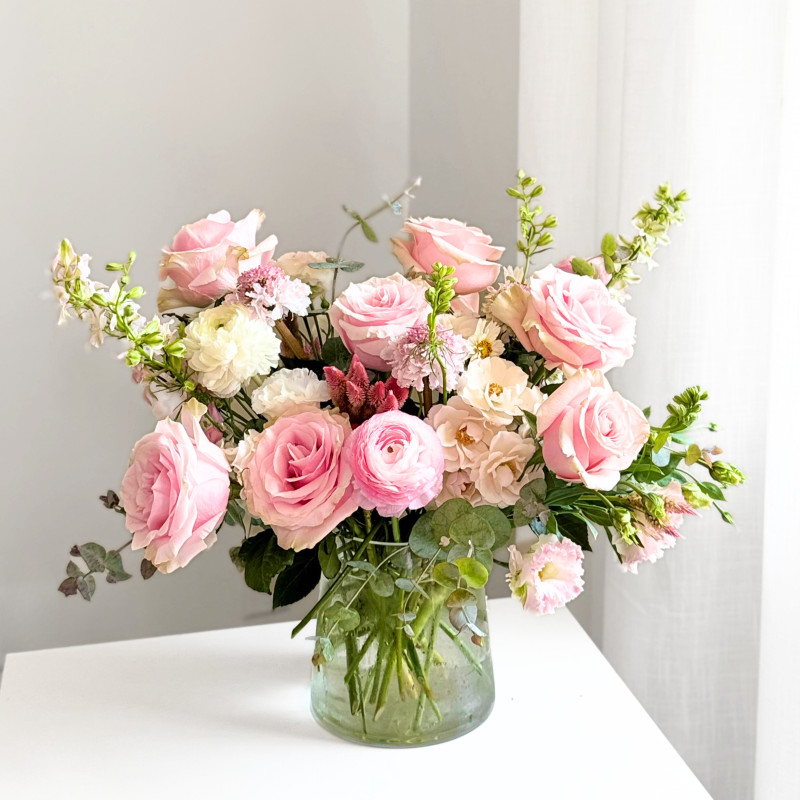 Classic Centerpiece - Soft Pinks & Creams - Same Day Delivery