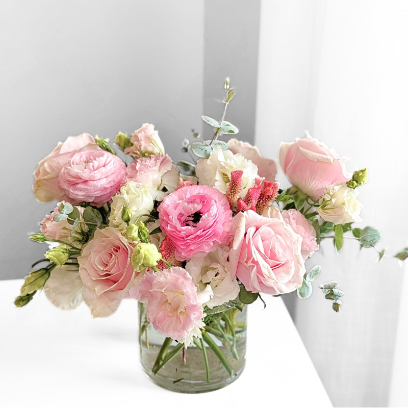 Petite Centerpiece in Pinks & Creams - Same Day Delivery