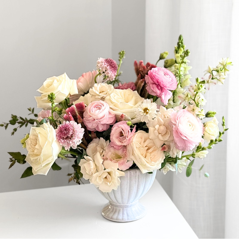 Compote Style Centerpiece - Pinks & Creams - Same Day Delivery