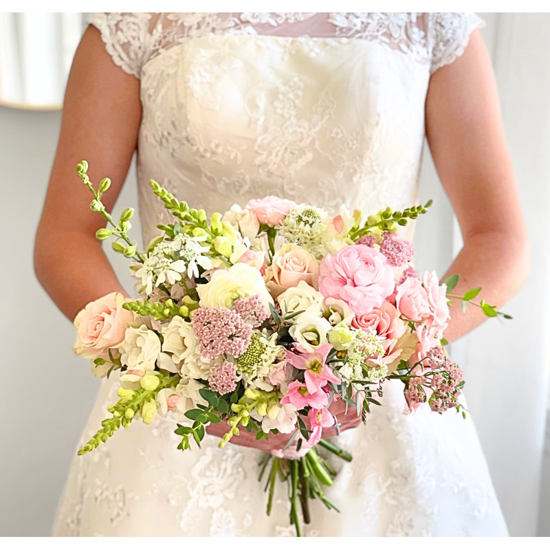 Traditional Wedding Bouquet - Soft Pinks & Creams - Same Day Delivery
