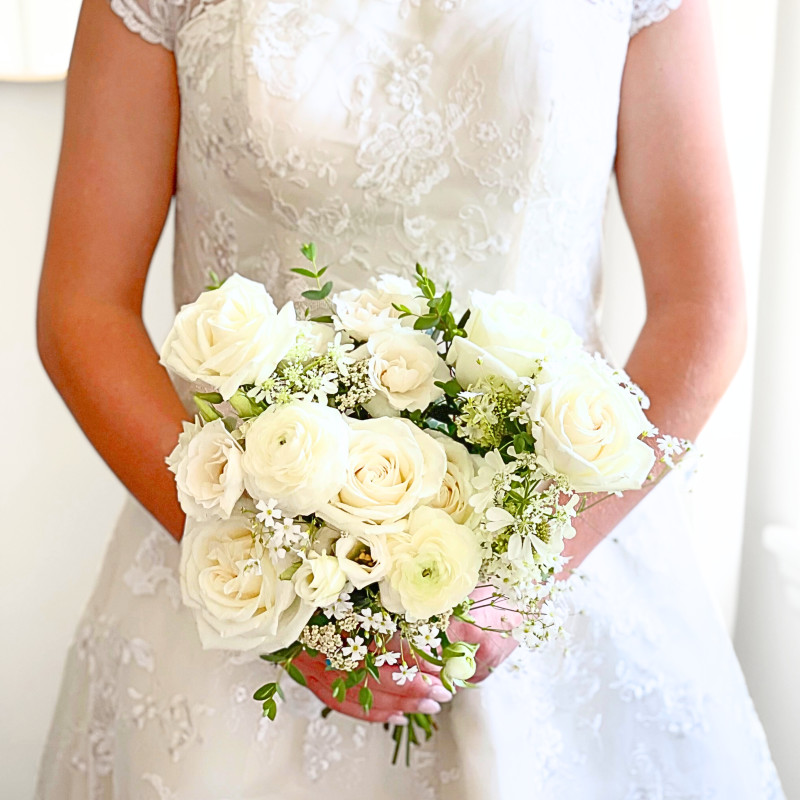 Petite Wedding Bouquet - Elegant Whites & Creams - Same Day Delivery