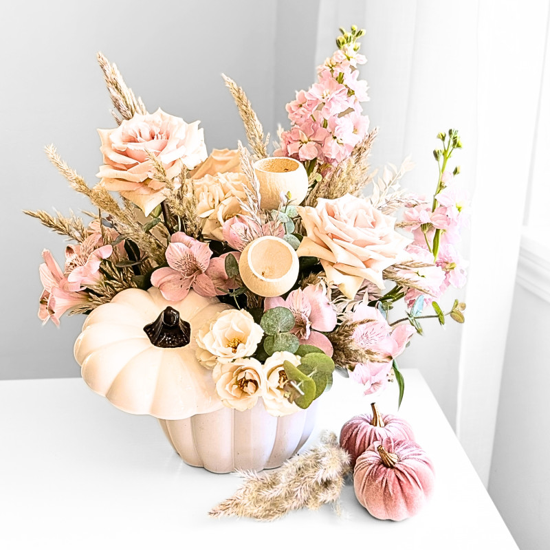 Fall Pumpkin Arrangement in White - Same Day Delivery