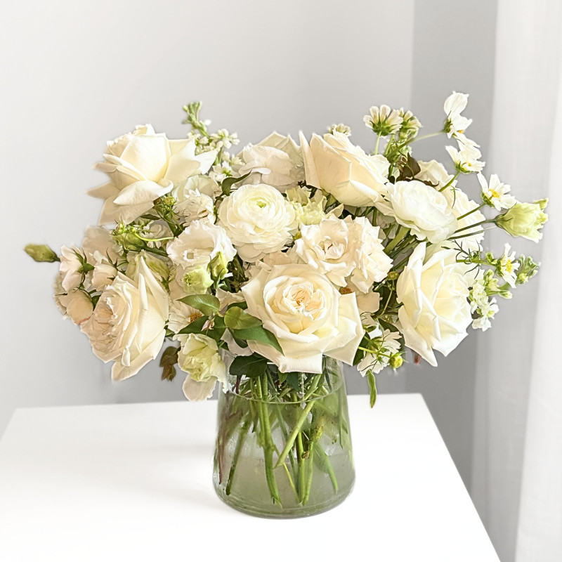 Classic Centerpiece in Elegant Whites & Creams - Same Day Delivery