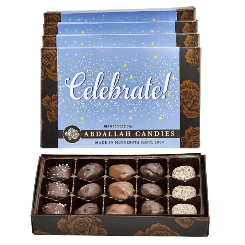 Abdallah Greeting Card Box Assorted Chocolates - Celebrate- 5.5oz - Same Day Delivery