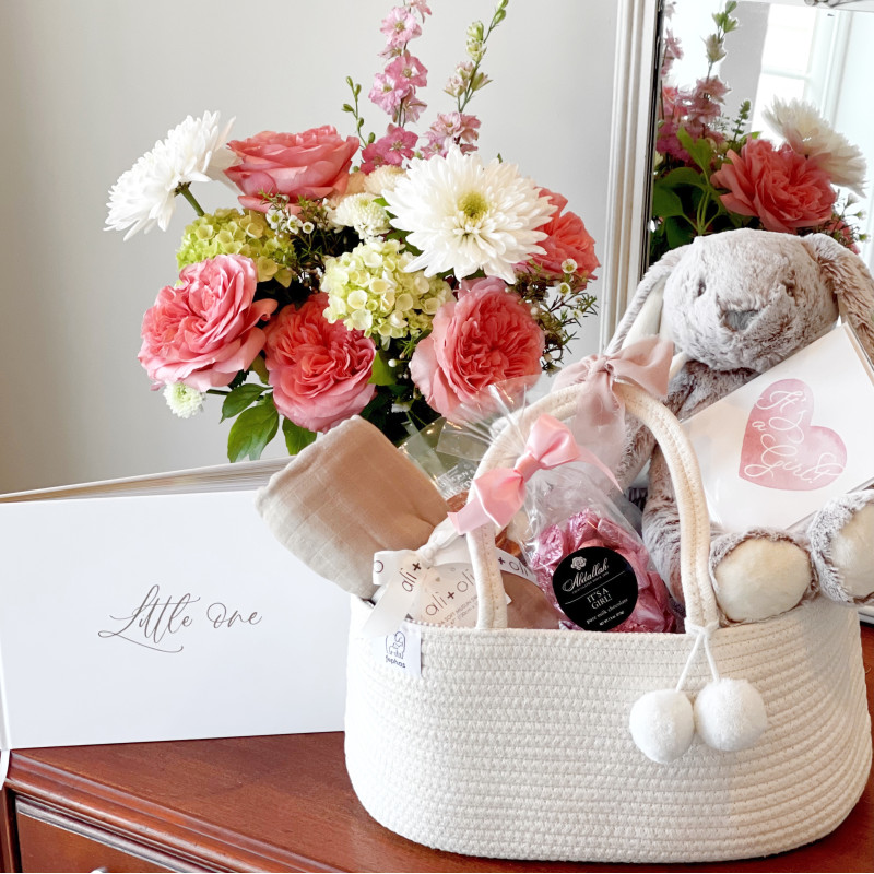 New Baby Gift Caddy - Baby Girl - Same Day Delivery