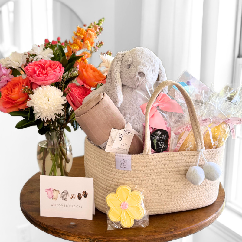 New Baby Gift Caddy - Baby Girl - Same Day Delivery