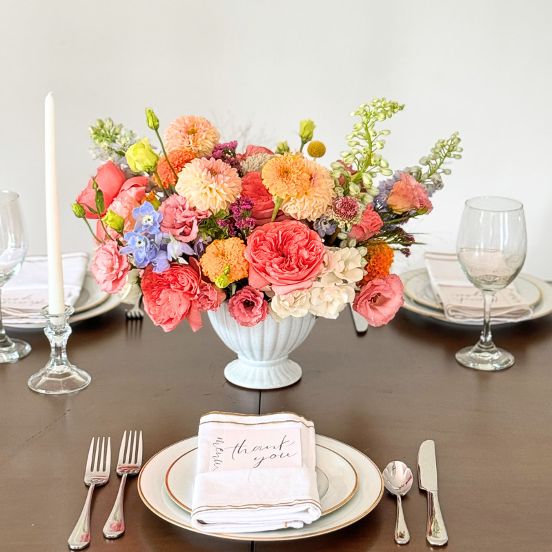 Compote Style Centerpiece - Bright & Colorful - Same Day Delivery