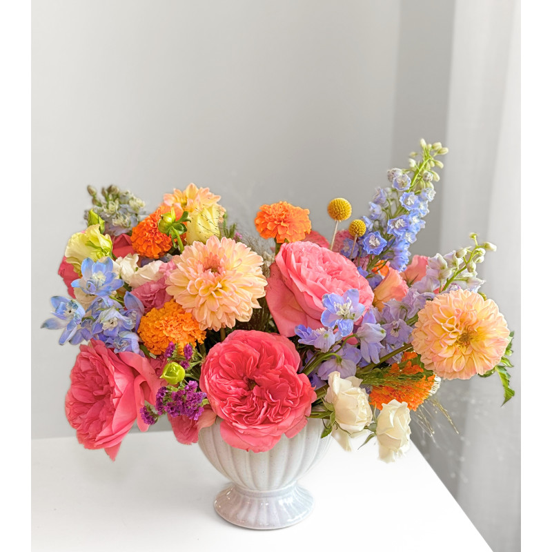 Compote Style Centerpiece - Bright & Colorful - Same Day Delivery