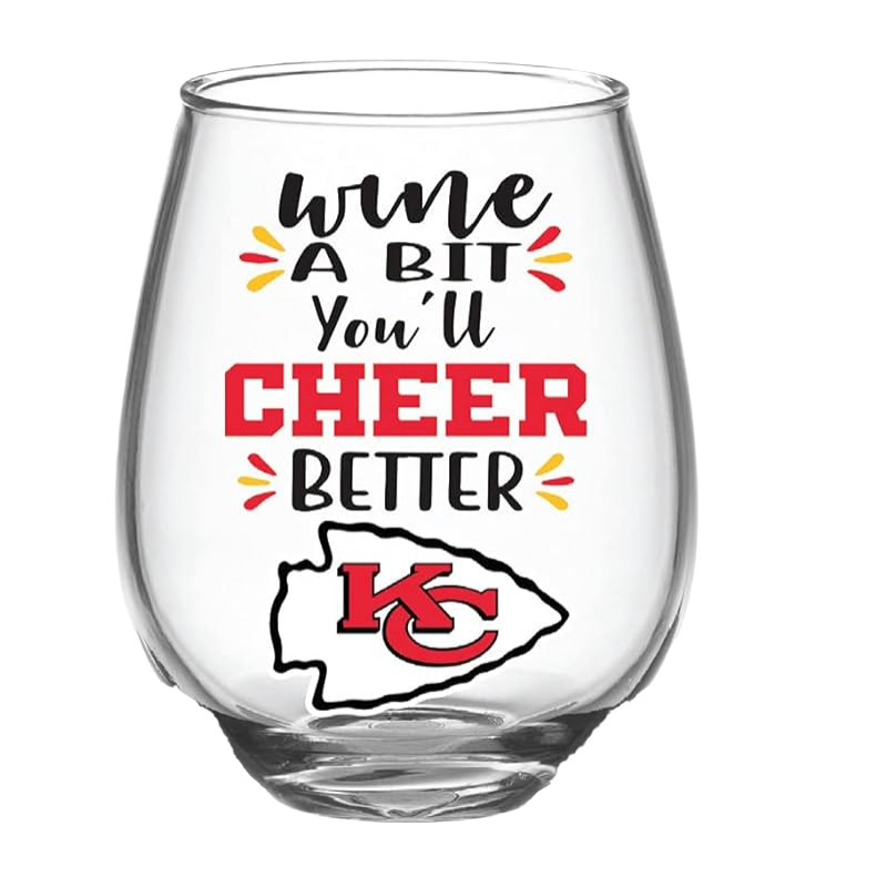 Kansas City Chiefs Stemless Wine Glass with Box - Same Day Delivery
