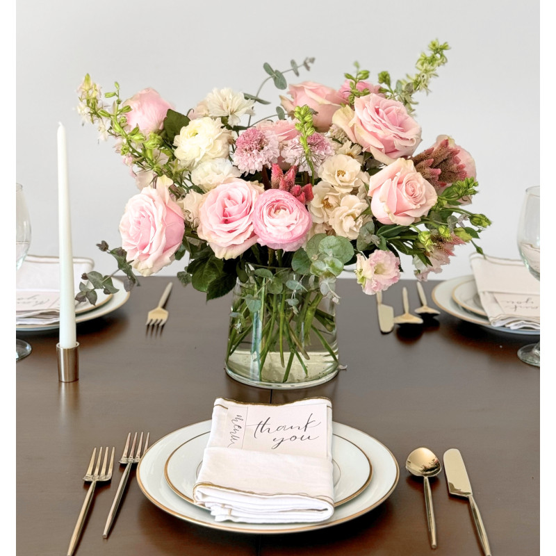 Classic Centerpiece - Soft Pinks & Creams - Same Day Delivery