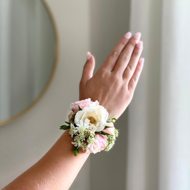 Wrist Corsage - Soft Pinks & Creams - Same Day Delivery