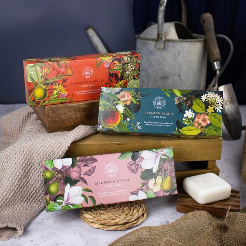 Kew Gardens Bergamot and Ginger Triple Soap Gift Box - Same Day Delivery