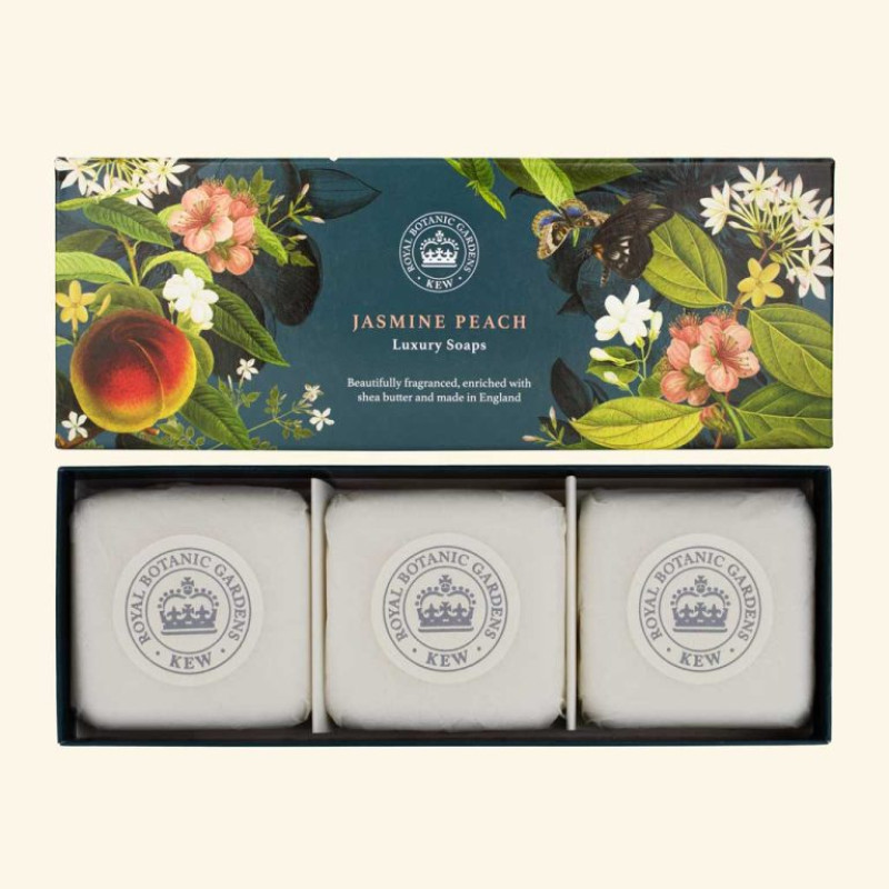 Kew Gardens Jasmine Peach Triple Soap Gift Box - Same Day Delivery