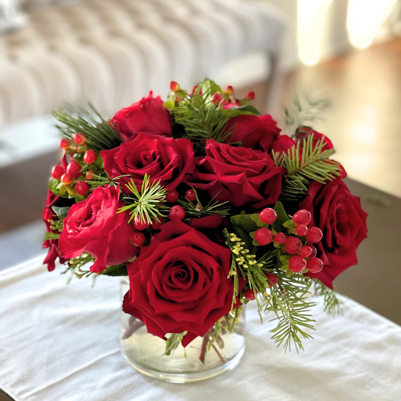 Vintage Red Rose Arrangement - Same Day Delivery