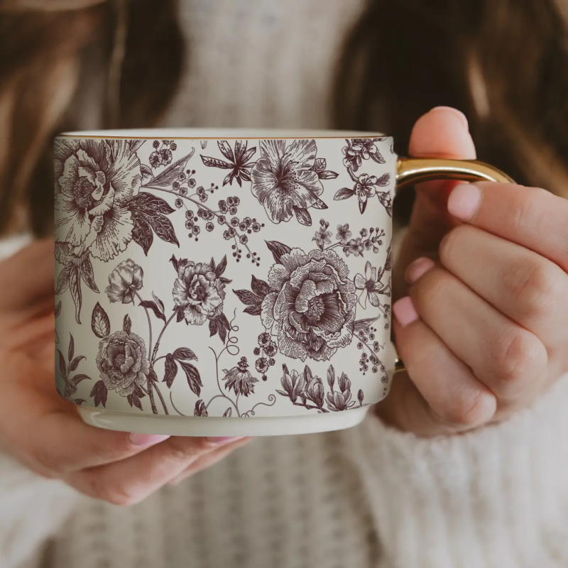 Harvest & Honey Cream Floral Mug - Same Day Delivery