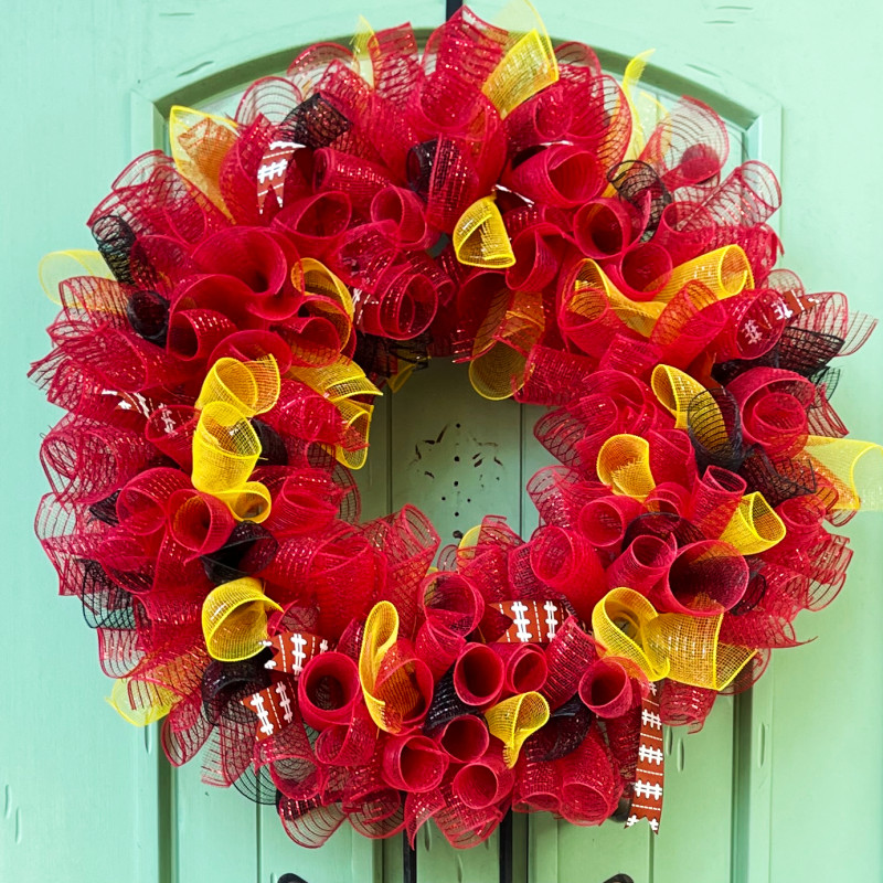 Kansas City Chiefs Inspired Door Wreath - Same Day Delivery