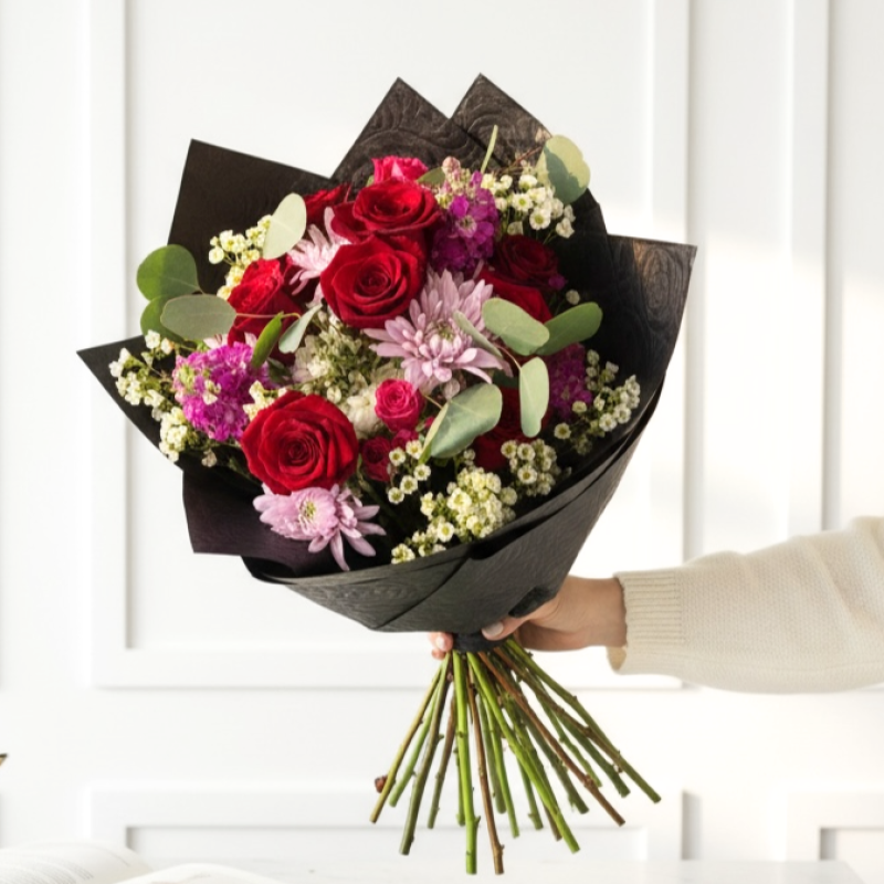 All A Bloom Handtied Valentine Bouquet - Same Day Delivery