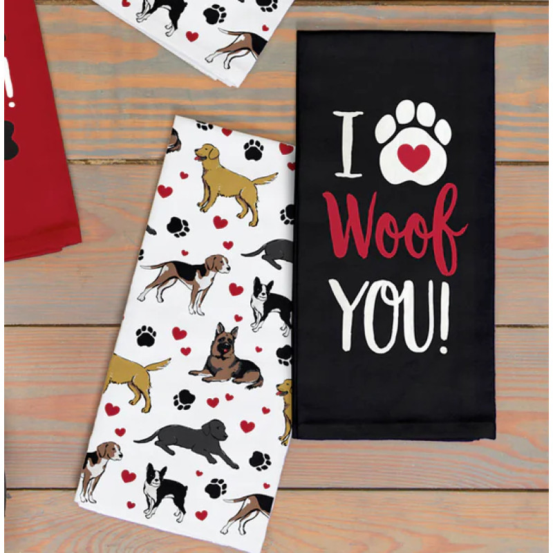 Pet Love Tea Towels - I  WOOF YOU - Same Day Delivery