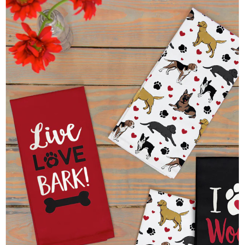 Pet Love Tea Towels - LIVE LOVE BARK - Same Day Delivery