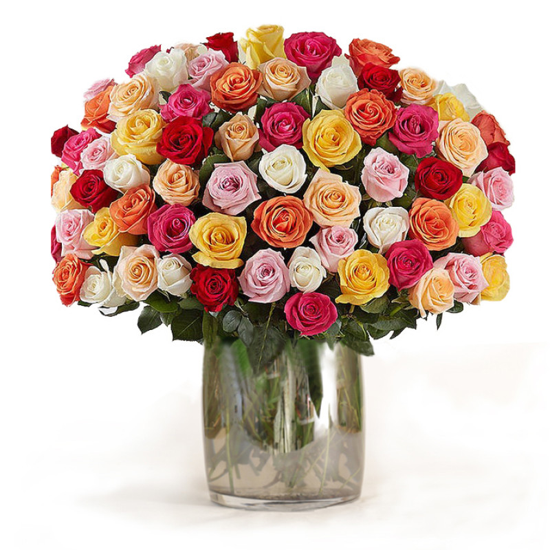 100 Mixed Color Roses - Same Day Delivery