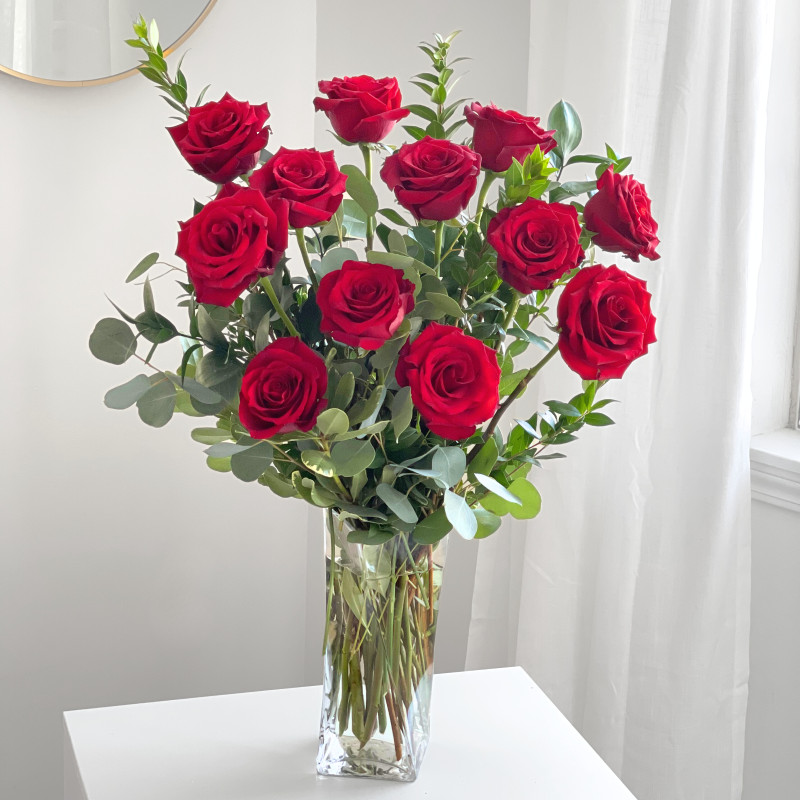 Traditional Dozen Roses Arranged - Same Day Delivery