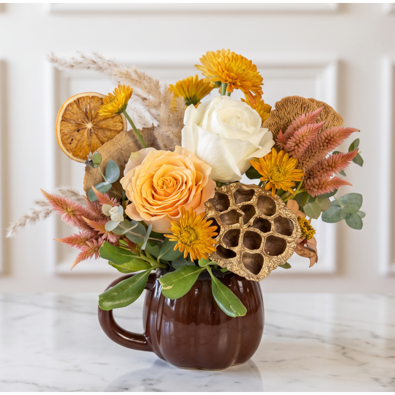 Autumn Afterglow Brown Pumpkin Mug - Same Day Delivery
