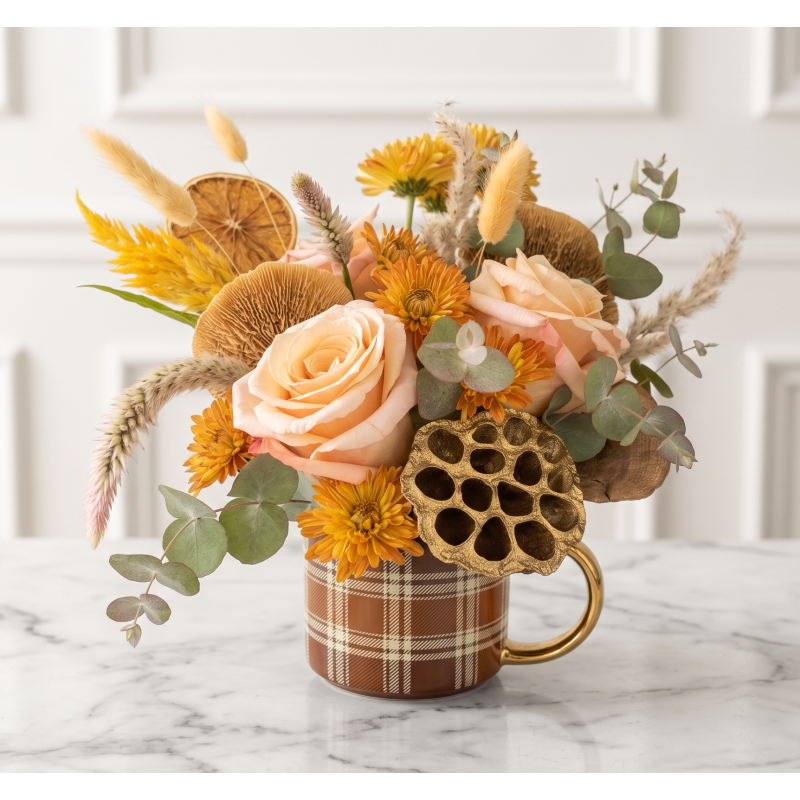 Pumpkin Spice & Everything Nice Plaid Mug - Same Day Delivery