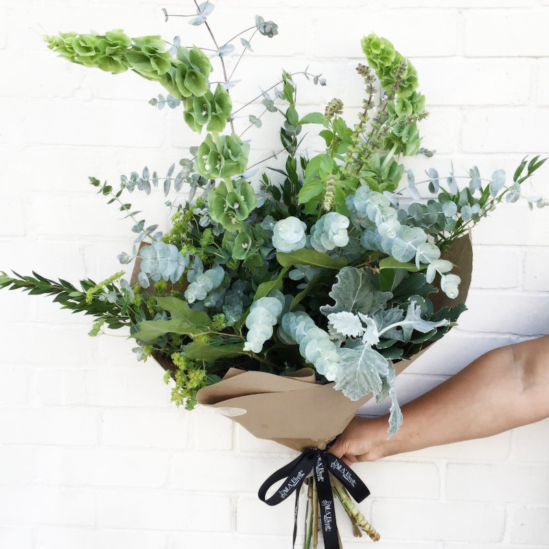 Shades of Green Hand Tied Bouquet - Same Day Delivery