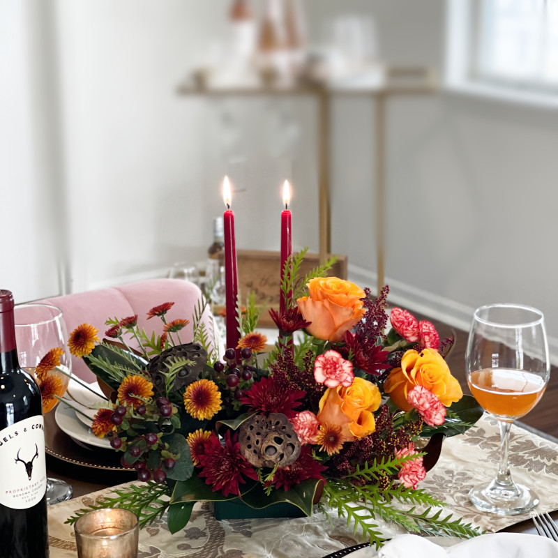 Thanksgiving Candlelight Centerpiece  - Same Day Delivery