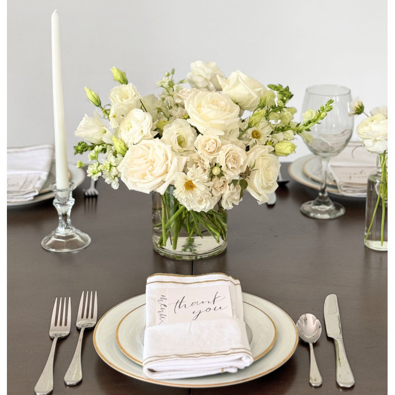 Petite Centerpiece in Elegant Whites & Creams - Same Day Delivery