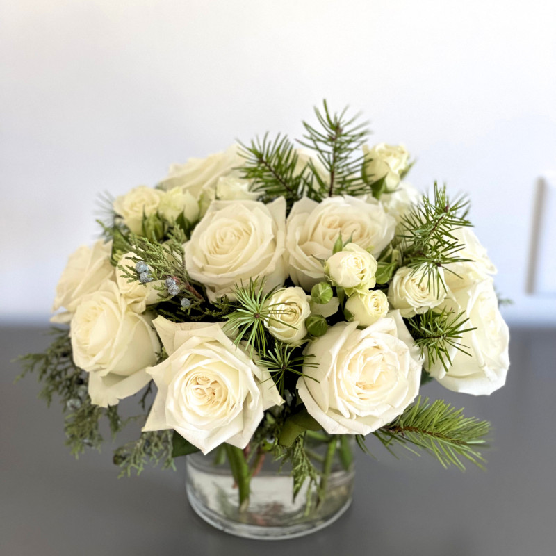 Winter White Rose Arrangement - Same Day Delivery
