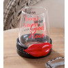 Stemless Wine Glass With Coaster Base, Good Heart, 17oz: Wine Glass & Coaster